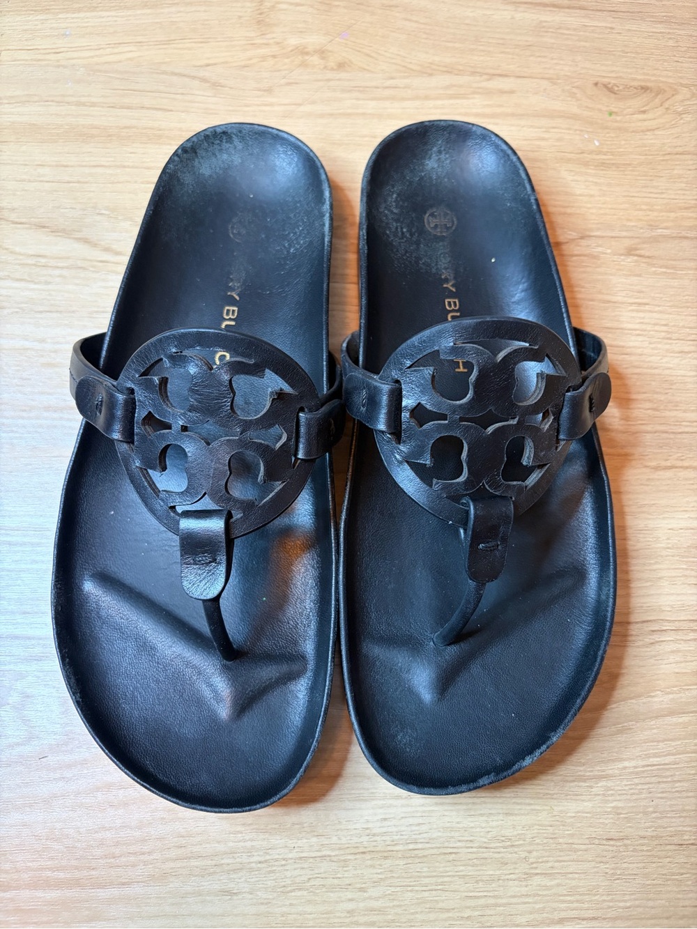 Tory Burch Black Leather Miller Sandals US 9